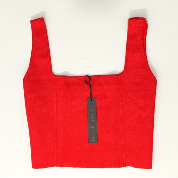 House of Harlow 1960 NWT Corset Sculpt Knit Size Large Top in Cherry Red ♥️ - Picture 1 of 6